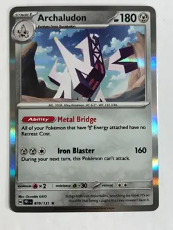 Pokemon TCG Prismatic Evolutions Ink Smear Error Holo Archualudon 070/131 NM - Image 1