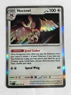 Pokemon TCG Prismatic Evolutions Ink Smear Error Holo Noctowl 078/131 Near Mint - Image 1