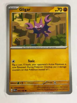 Pokemon TCG Paradox Rift Printer Hickey Error Gligar 091/182 Near Mint - Image 1