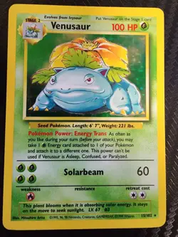 Pokemon TCG Venusaur Base Set Holo Unlimited Rare Card 15/102 1999 - Image 1
