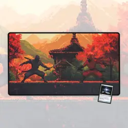 8-bit Ninja Showdown, Magic The Gathering Playmat, MTG, TCG Large Mousepad, - Image 1