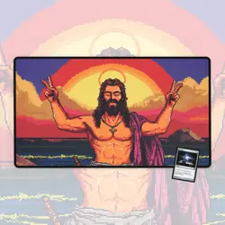 8-bit Jesus, Magic The Gathering Playmat, MTG, TCG Large Mousepad, - Image 1