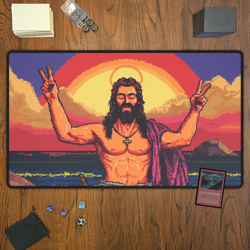 8-bit Jesus, Magic The Gathering Playmat, MTG, TCG Large Mousepad, - Image 2