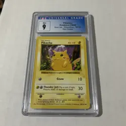 CGC 9 MINT Pikachu 1999 Base Set 58/102 Shadowless Red Cheeks Pokemon Card - Image 1