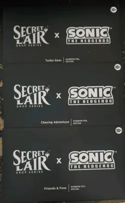 MTG Magic The Gathering X Secret Lair SONIC Rainbow Foil Set In Hand - Image 1