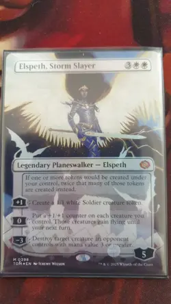 MTG Borderless Foil - Elspeth Storm Slayer - Dragons of Tarkir [Good Condition] - Image 1