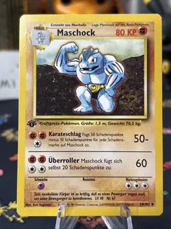 Pokemon Card - Machoke Maschock German 1st Edition Base Set 34/102 Uncommon Wow! - Image 1