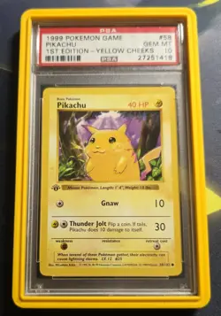 Pokemon 1st Edition Pikachu 58/102 Yellow Cheeks Base Set PSA 10 GEM MT - Image 1