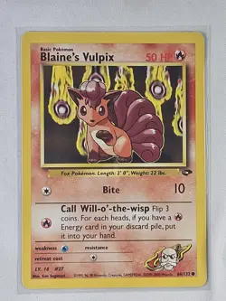 Blaine's Vulpix - Gym Challenge Unlimited- 66/132 -Pokemon Card - NM - Image 1