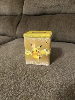 Poke’mon Trading Card Game TIN ONLY Gold Tone 4.5”H X 4”W - Image 2