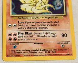 Ninetales 12/102 Holo Rare Base Set Unlimited Edition Pokemon Card 1999 WOTC NM! - Image 4