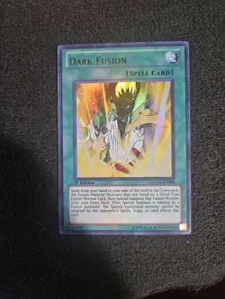 LCGX-EN099 Dark Fusion Ultra Rare 1st Edition Yugioh Card VLP - Image 1