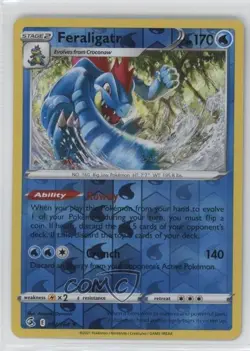 Feraligatr Reverse Foil Pokemon Sword & Shield Fusion Strike #057 10cj - Image 1