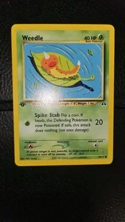2001 Pokemon Neo Discovery 1st Edition Weedle #70/75 Pokemon TCG Card NM - Image 1