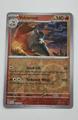 Pokemon TCG Volcarona 025/191 Surging Sparks Reverse Holo NM Card SEE PIC - Image 1