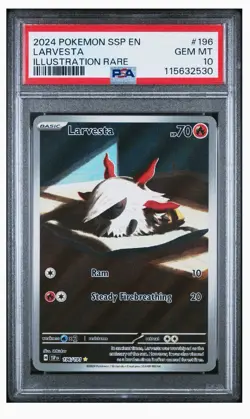 2024 POKEMON SURGING SPARKS Illustration Full Art 196 Larvesta PSA 10 GEM Mint - Image 1