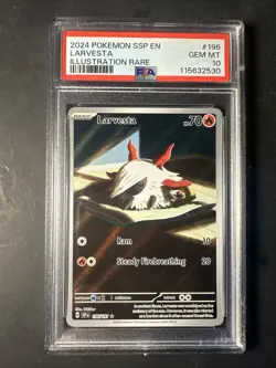2024 POKEMON SURGING SPARKS Illustration Full Art 196 Larvesta PSA 10 GEM Mint - Image 1