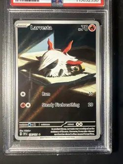 2024 POKEMON SURGING SPARKS Illustration Full Art 196 Larvesta PSA 10 GEM Mint - Image 2