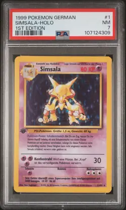 SIMSALA 1999 Pokemon German 1st Edition Alakazam Holo PSA 7 NM - Image 1