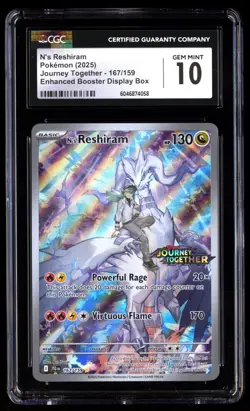 CGC 10 N's Reshiram 167 Pokemon Enhanced Booster Stamped Journey Together Graded - Image 1