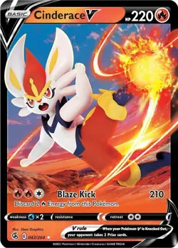 Cinderace V 043/264 Ultra Rare Pokemon Sword & Shield Fusion Strike - Image 1