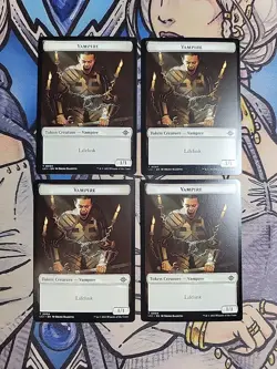 4x Vampire (1,1, Lifelink) / Blood Dual-Sided Tokens - NM/M LCI LCC MTG - Image 1