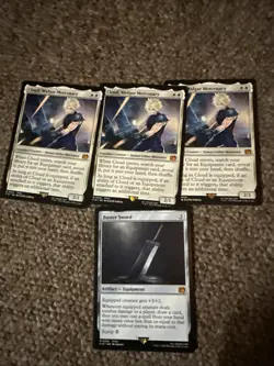 Cloud, Midgard Mercenary - MTG FINAL FANTASY (FIN) M0010 x3 and one bustersword - Image 1
