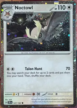Noctowl Cosmos Holo - 127/162 - Temporal Forces Pokemon 2024 - Image 1