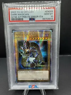 PSA 10 2023 YuGiOh DARK MAGICIAN Quarter Century Rare ATTRIBUTE Error LC01-EN005 - Image 1