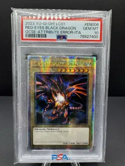 Yugioh TCG Red Eyes Black Dragon LC01-EN006 25th Anniv ATTRIBUTE ERROR PSA 10 - Image 1