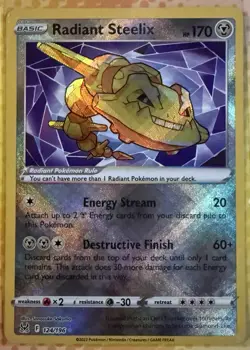 Radiant Steelix 124/196 - Lost Origin - Ultra Rare Holo Pokemon Card Near Mint - Image 1