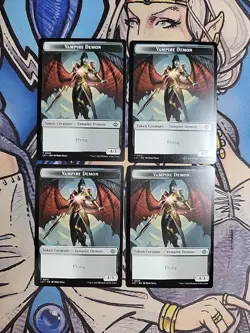4x Vampire (1,1, Lifelink) / Vampire Demon Dual-Sided Tokens - NM/M LCI LCC MTG - Image 2