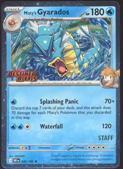 Misty's Gyarados Destined Rivals Prerelease STAFF Promo 049/182 Pokemon NM #1 - Image 1