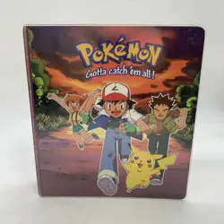 Vintage Nintendo 1999 Ash Brock and Misty Pokemon 3-Ring Card Binder Used - Image 1