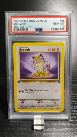 Meowth - 1st Edition - Jungle 56/64 - PSA 10 GEM Mt - Pokemon TCG - Image 1