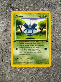 Pokemon TCG Cards 1st Edition Pineco 61/75 Neo Discovery LP - Image 1