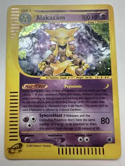 Alakazam Holo Rare 1/165 Expedition Base Set WOTC Vintage Pokemon - Image 1