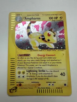 Ampharos Holo Rare 2/165 Expedition Base Set WOTC Vintage Pokemon - Image 1