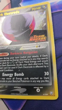 Dark Electrode (4/109) EX Team Rocket Returns Reverse Holo Pokemon Card LP - Image 3
