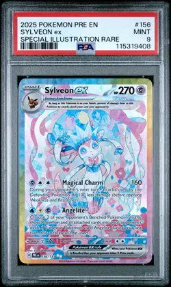 2025 POKEMON PRE EN-PRISMATIC EVOLUTIONS #156 SYLVEON EX PSA 9 - Image 1