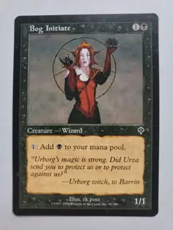 MTG Magic The Gathering Card Bog Initiate Creature Wizard Black Invasion - Image 1