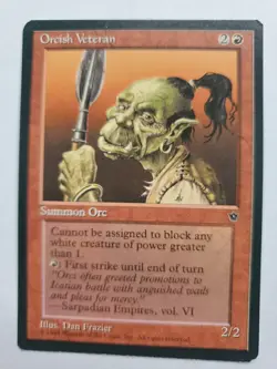 MTG Magic The Gathering Card Orcish Veteran Summon Orc Red Fallen Empires 1994 - Image 1