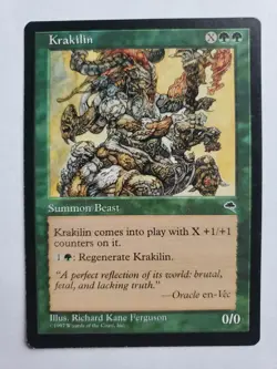 MTG Magic The Gathering Card Krakilin Summon Beast Green Tempest 1997 - Image 1