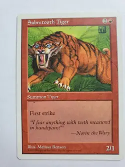 MTG Magic The Gathering Card Sabretooth Tiger Summon Tiger Red 1997 - Image 1