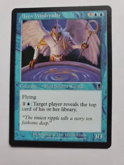 MTG Magic The Gathering Card Aven Windreader Creature Bird Soldier Wizard Blue - Image 1