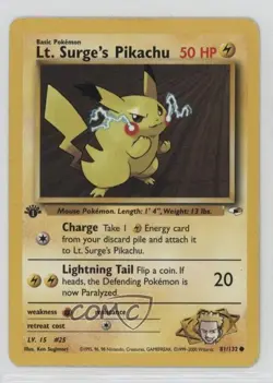 Lt Surge's Pikachu 1st Ed. Pokemon Gym Heroes #81 2000 15fy - Image 1