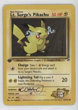 Lt Surge's Pikachu 1st Ed. Pokemon Gym Heroes #81 2000 15fy - Image 1