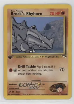 Brock's Rhyhorn 1st Ed. Pokemon Gym Heroes #70 2000 15fy - Image 1