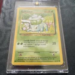 Bulbasaur 1999 Base Set 44/102 Pokemon Card Near Mint Hard Cased - Image 1