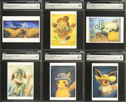 💎❤ Pokemon Van Gogh Pikachu & Eevee & Snorlax Museum Postcard Complete Set CGC - Image 1